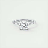 Pave Engagement Ring Featuring 2.15 CT Cushion Moissanite 1