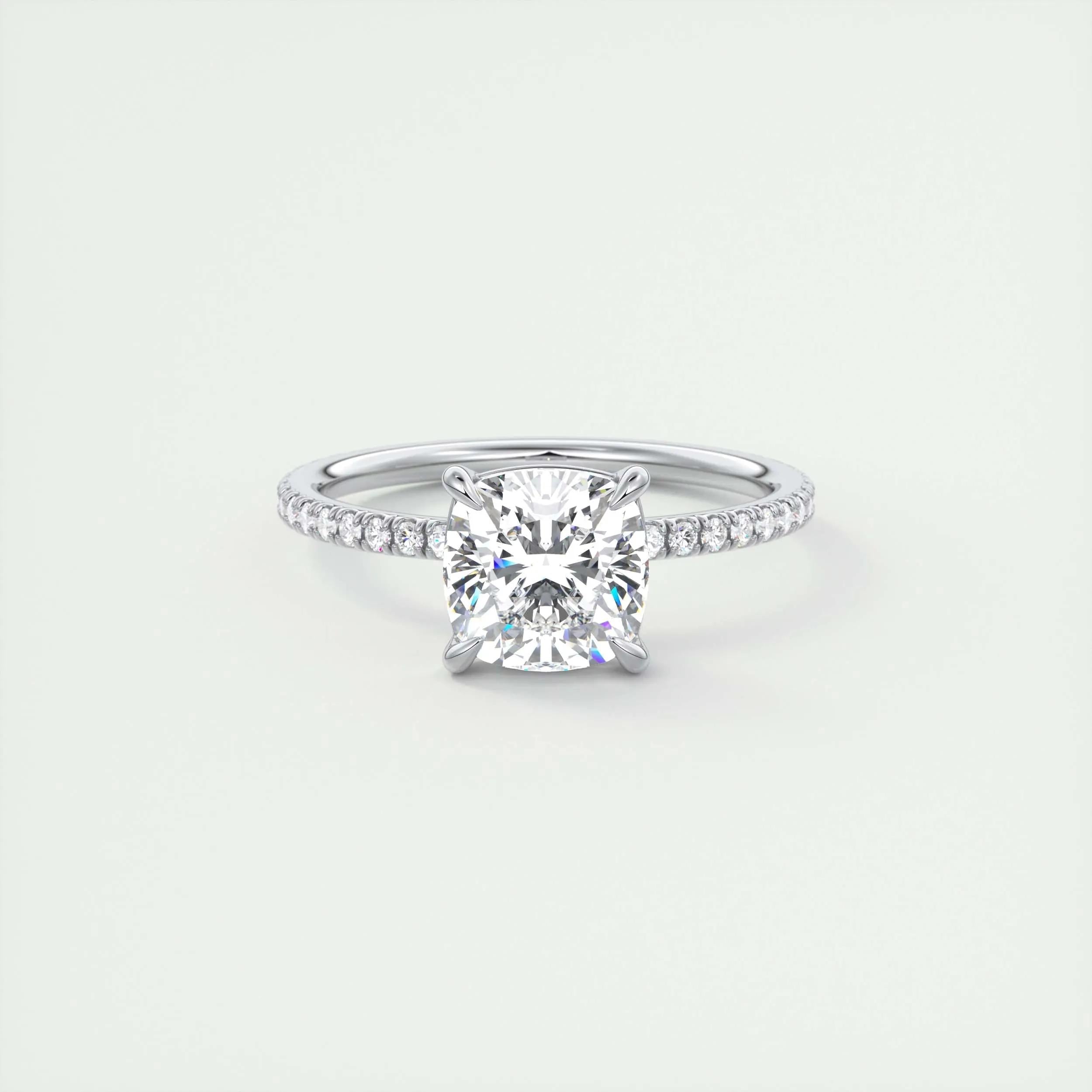 Pave Engagement Ring Featuring 2.15 CT Cushion Moissanite 1