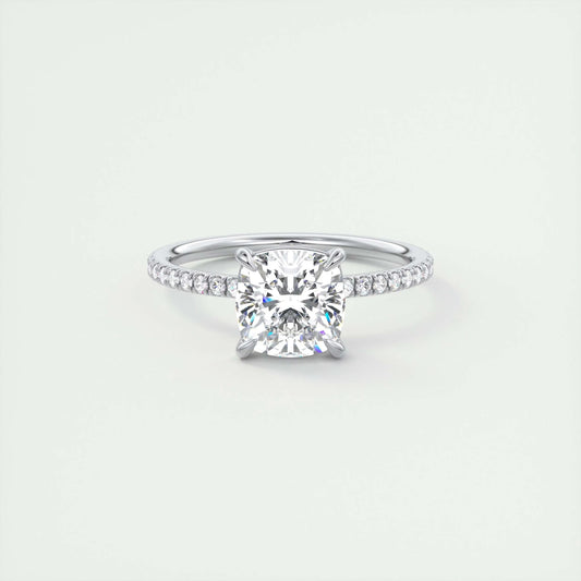 Pave Engagement Ring Featuring 2.15 CT Cushion Moissanite 1