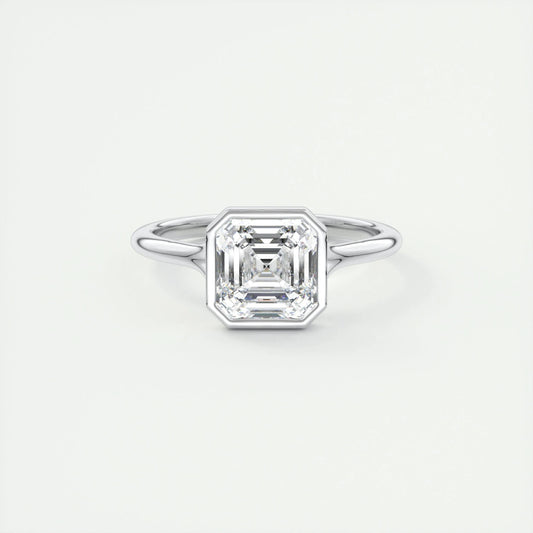 Solitaire Bezel Engagement Ring Featuring 2.03 CT Asscher Moissanite 1