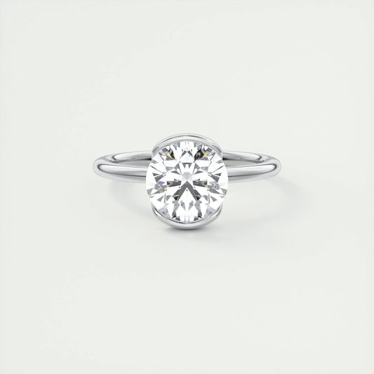 Solitaire Bezel Engagement Ring Featuring 2.0 CT Round Moissanite 1