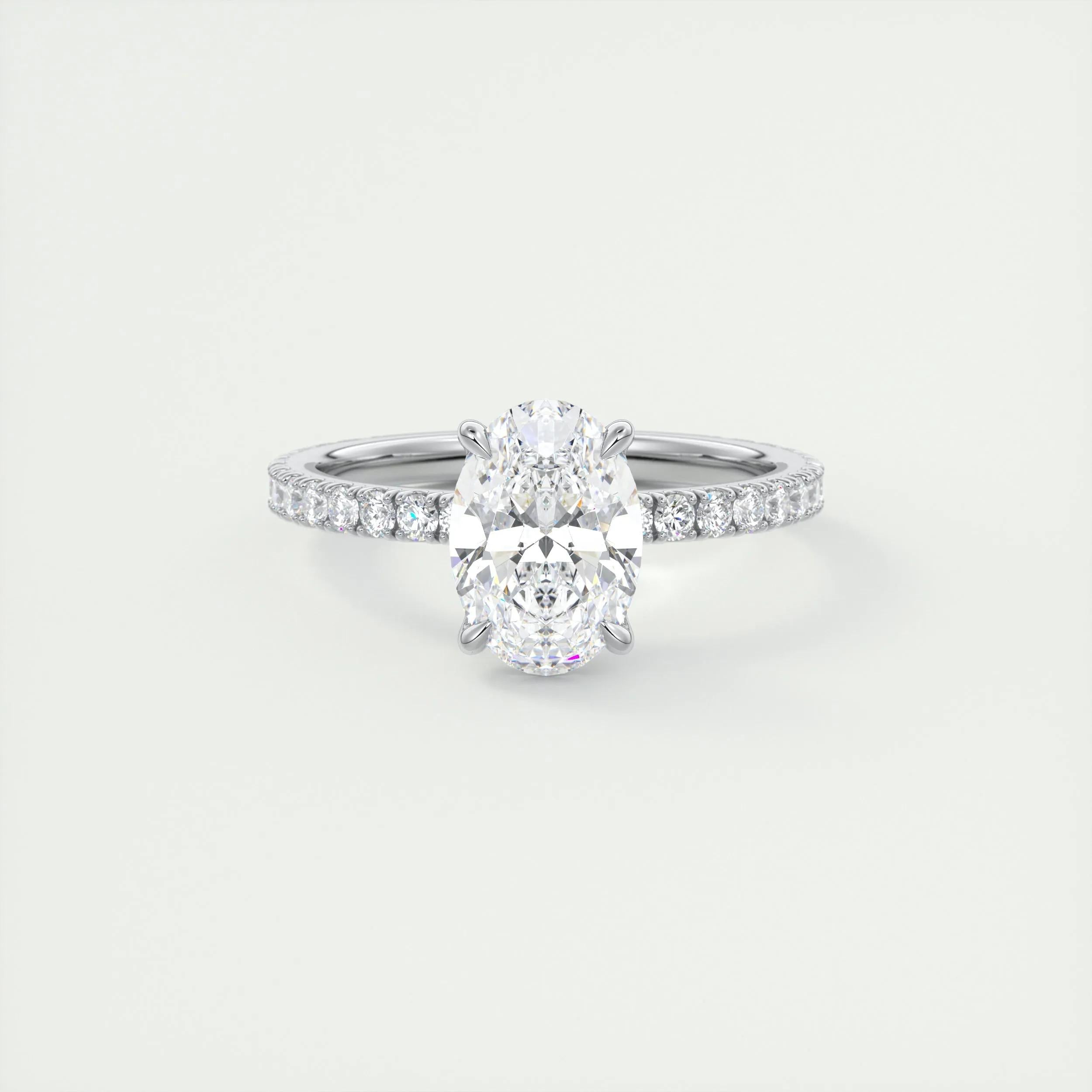 Pave Engagement Ring Featuring 1.91 CT Oval Moissanite 1