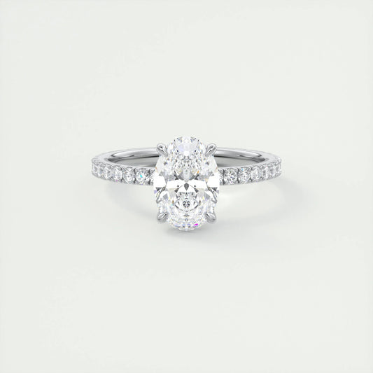 Pave Engagement Ring Featuring 1.91 CT Oval Moissanite 1