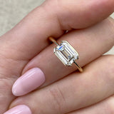 Solitaire Bezel Engagement Ring Featuring 1.91 CT Emerald Moissanite 29