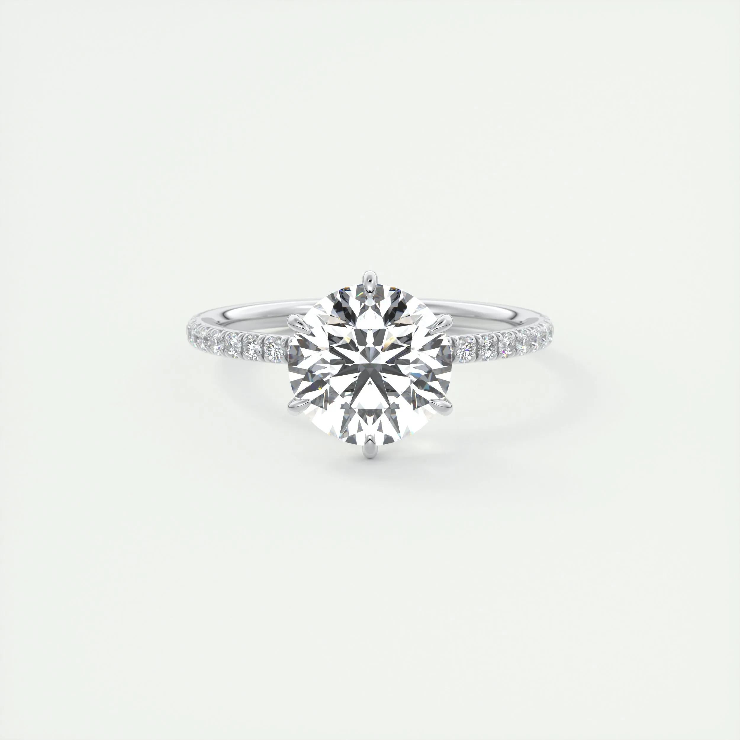 Pave Engagement Ring Featuring 2.0 CT Round Moissanite 1