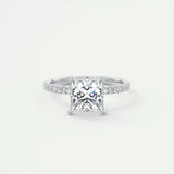 Pave Engagement Ring Featuring 2.08 CT Princess Moissanite 1