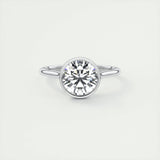 Solitaire Bezel Engagement Ring Featuring 2.0 CT Round Moissanite 1