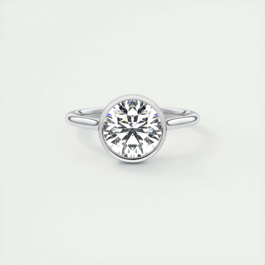 Solitaire Bezel Engagement Ring Featuring 2.0 CT Round Moissanite 1