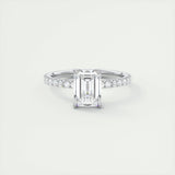 1.91 CT Emerald Shape Pave Moissanite Engagement Ring 1