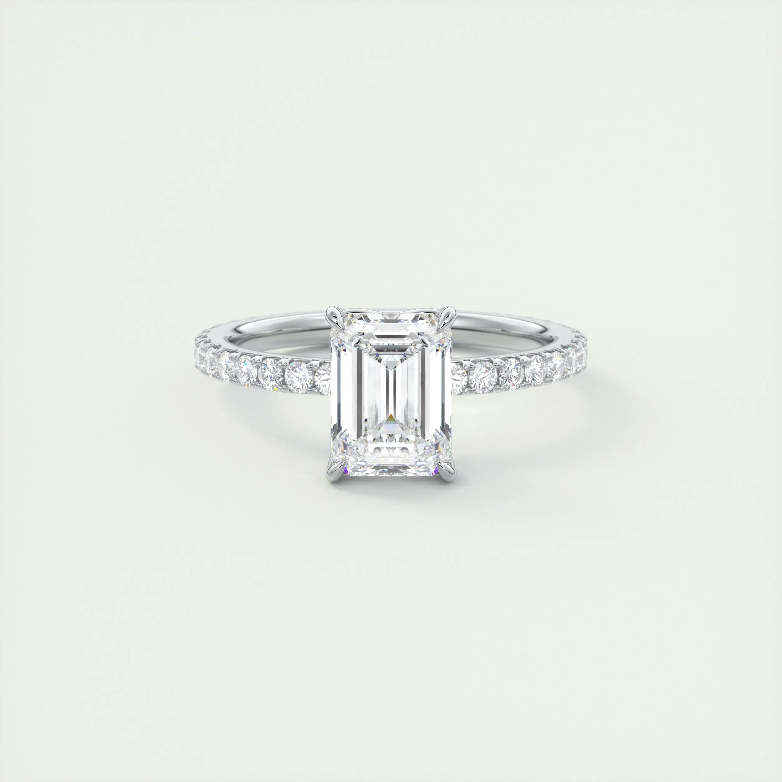 1.91 CT Emerald Shape Pave Moissanite Engagement Ring 1