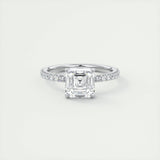 Pave Engagement Ring Featuring 2.03 CT Asscher Moissanite 1