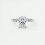 Pave Engagement Ring Featuring 2.0 CT Radiant Moissanite 1