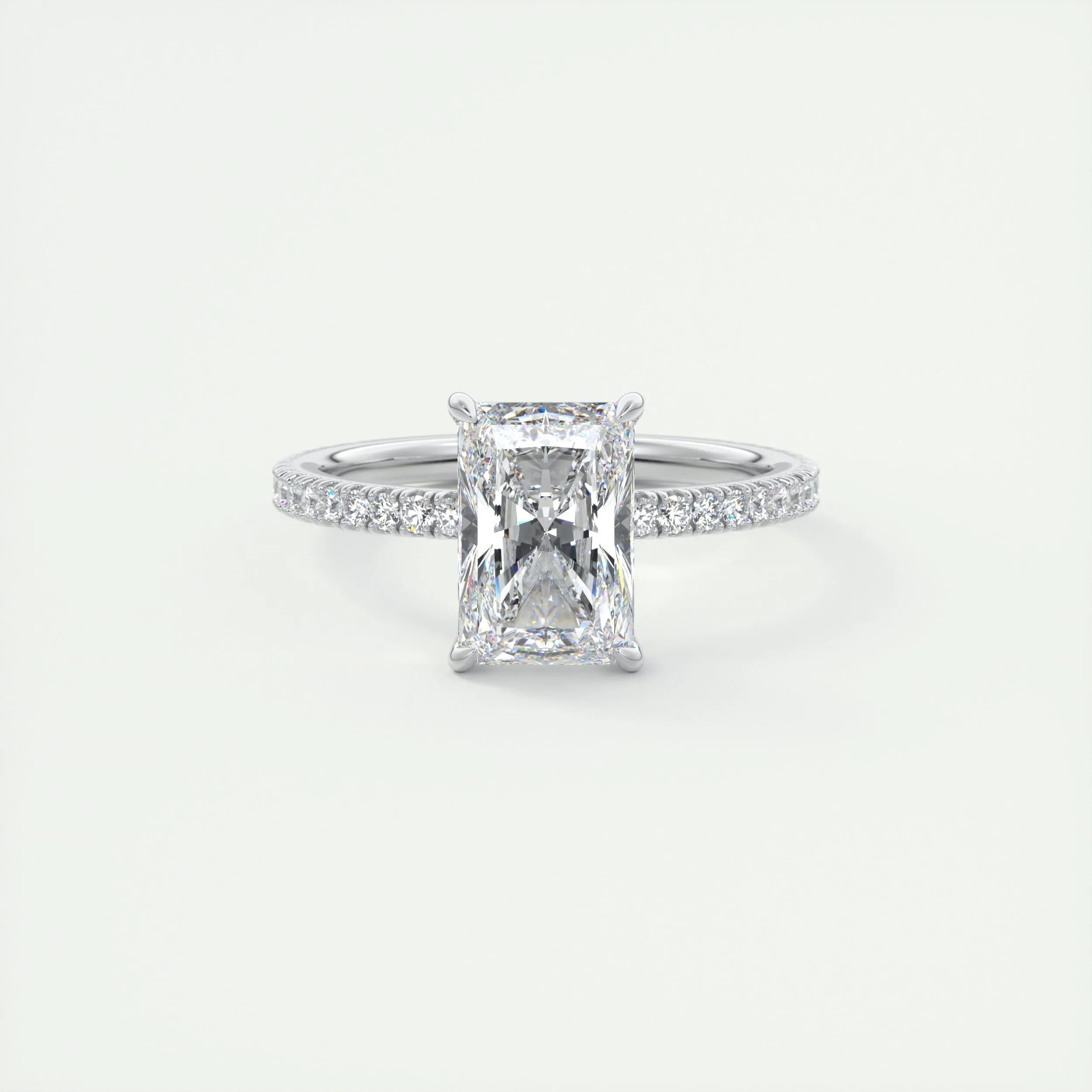 Pave Engagement Ring Featuring 2.0 CT Radiant Moissanite 1
