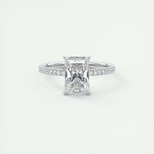 Pave Engagement Ring Featuring 2.0 CT Radiant Moissanite 1