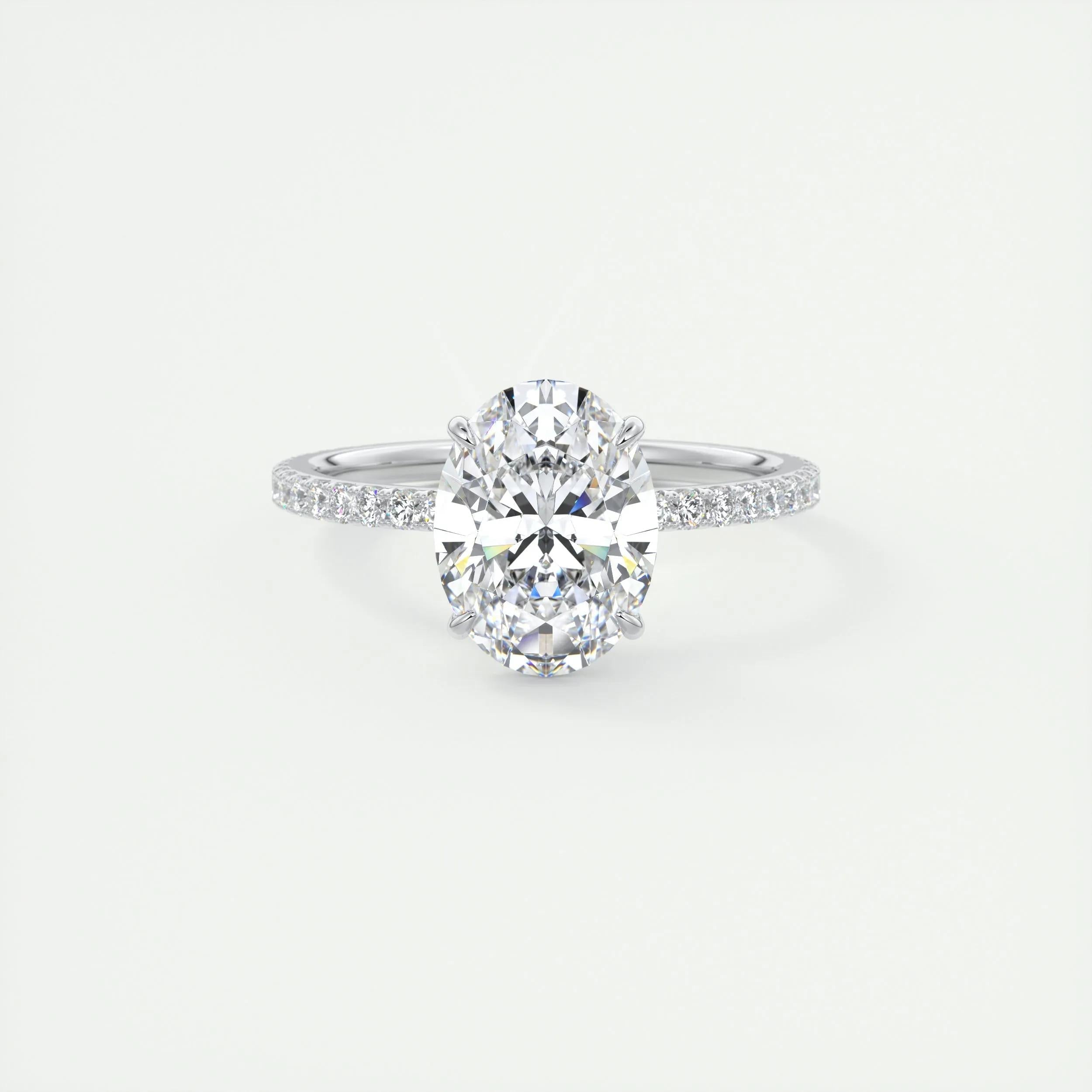 Pave Engagement Ring Featuring 1.91 CT Oval Moissanite 1