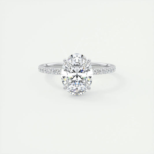 Pave Engagement Ring Featuring 1.91 CT Oval Moissanite 1