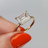 Solitaire Engagement Ring Featuring 1.91 CT Emerald Moissanite 2