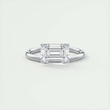 Solitaire Engagement Ring Featuring 1.91 CT East West Emerald Moissanite 1