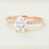 Pave Engagement Ring Featuring 1.33 CT Oval Moissanite 3