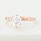 1.33 CT Oval Shaped Moissanite Twisted Shank Engagement Ring