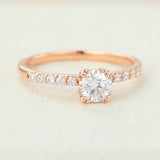 Pave Engagement Ring Featuring 0.41 CT Round Moissanite 3
