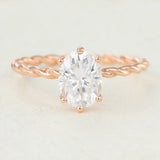 1.33 CT Oval Shaped Moissanite Solitaire Twisted Shank Engagement Ring 1