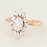 Cluster Engagement Ring Featuring 0.84 CT Oval Moissanite 4