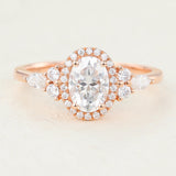 Cluster Halo Engagement Ring Featuring 0.84 CT Oval Moissanite 1