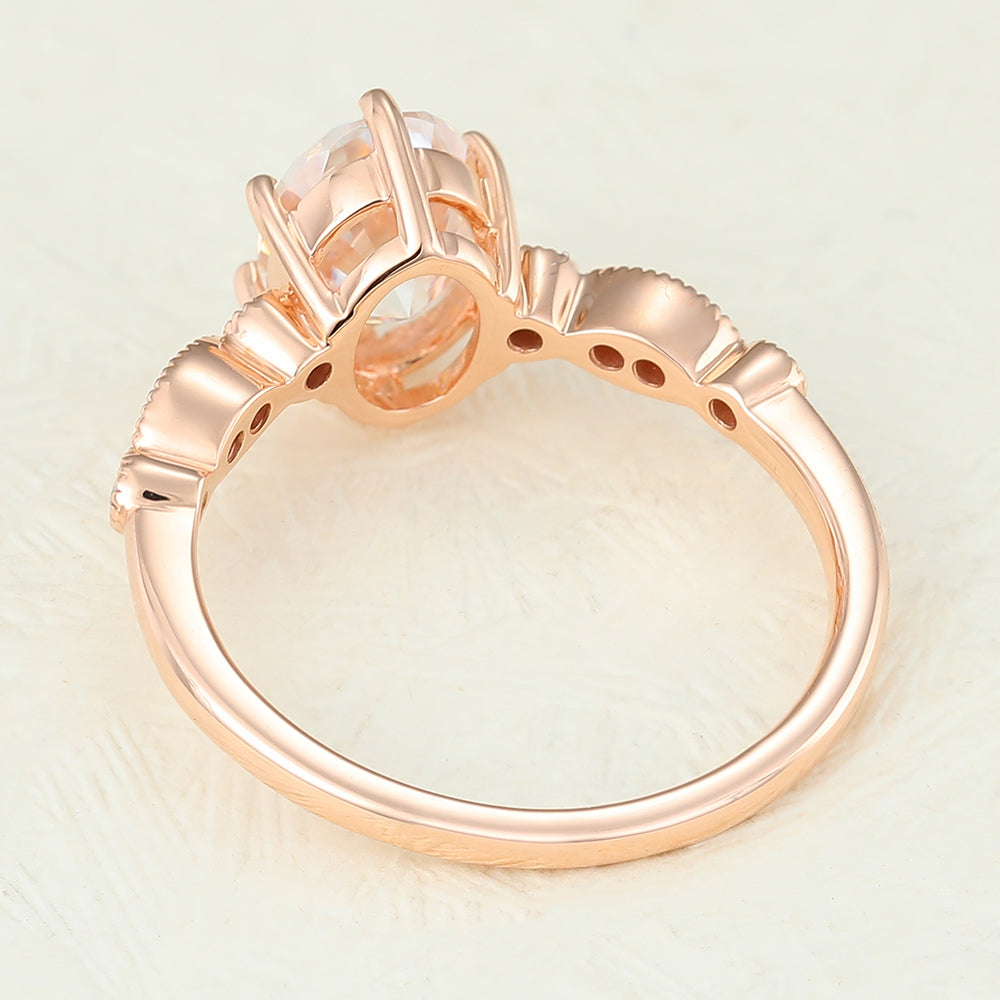 Pave Engagement Ring Featuring 1.33 CT Oval Moissanite 5