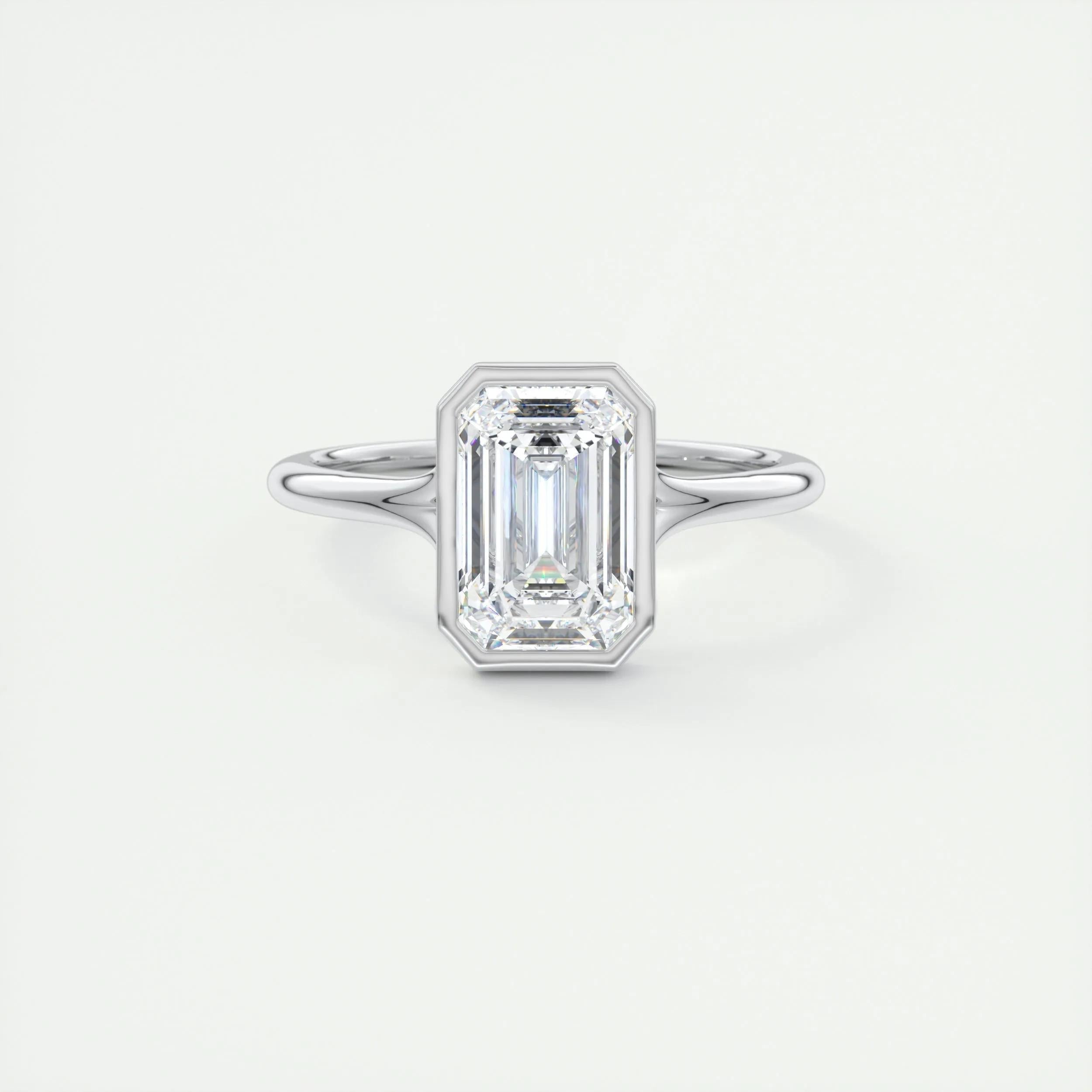 Solitaire Bezel Engagement Ring Featuring 2.03 CT Emerald Moissanite 1