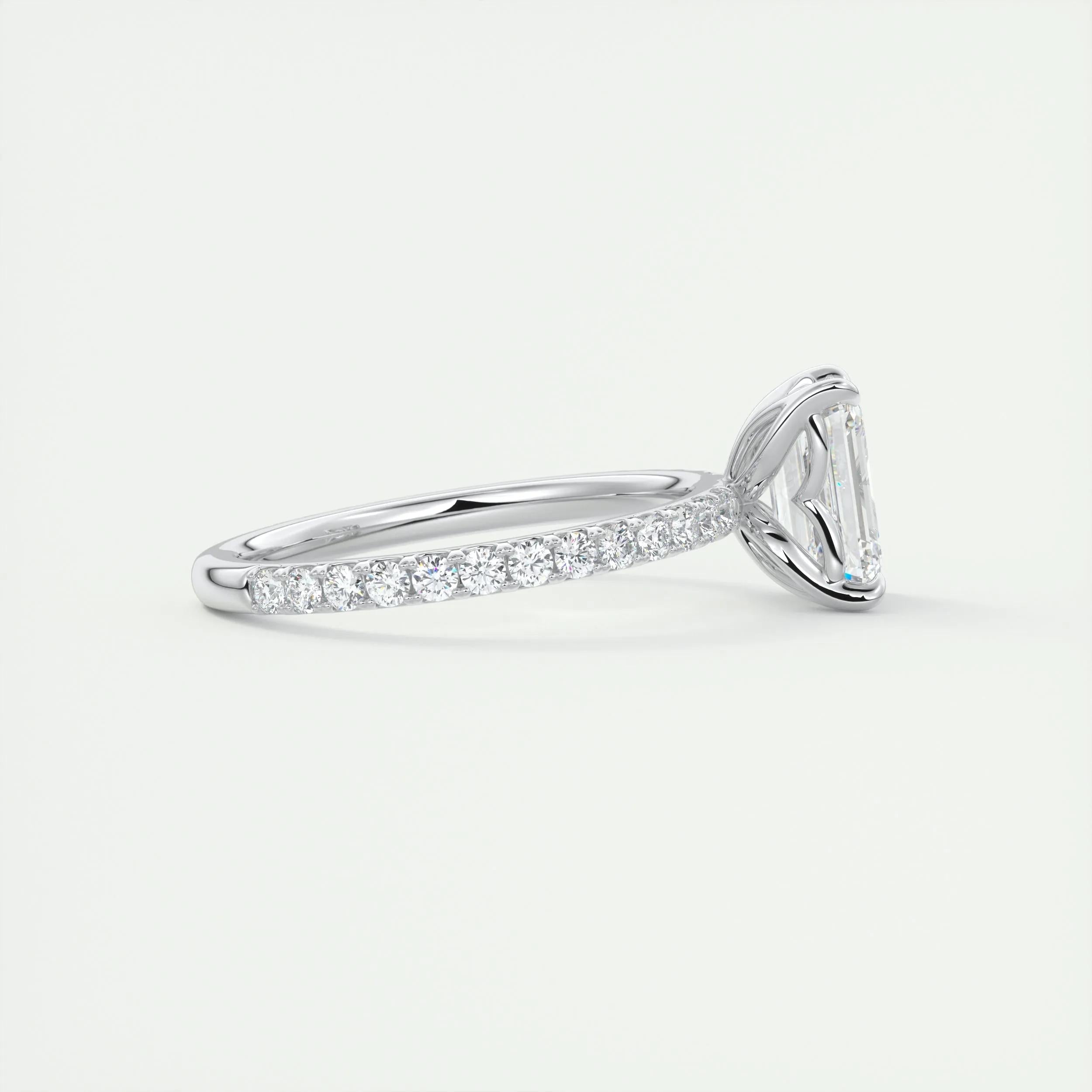 1.91 CT Emerald Shape Pave Moissanite Engagement Ring 2