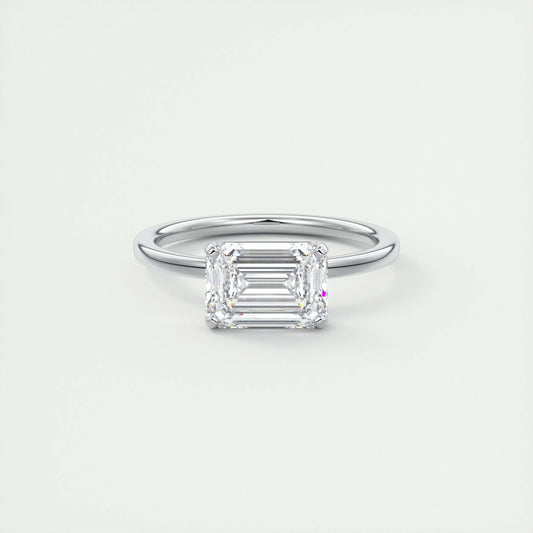 Solitaire Engagement Ring Featuring 1.91 CT Emerald Moissanite 1