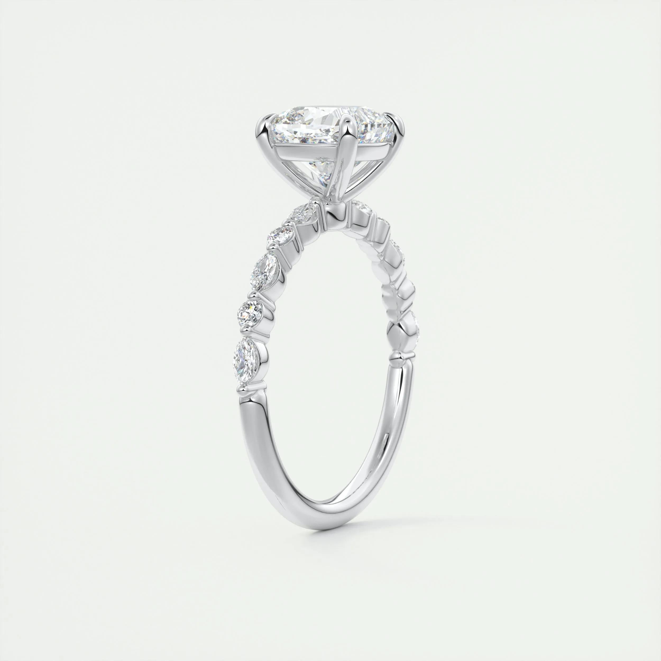 Pave Engagement Ring Featuring 2.0 CT Cushion Moissanite 6