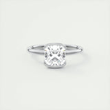Solitaire Bezel Engagement Ring Featuring 2.15 CT Cushion Moissanite 1