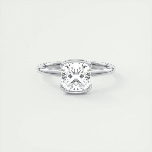 Solitaire Bezel Engagement Ring Featuring 2.15 CT Cushion Moissanite 1
