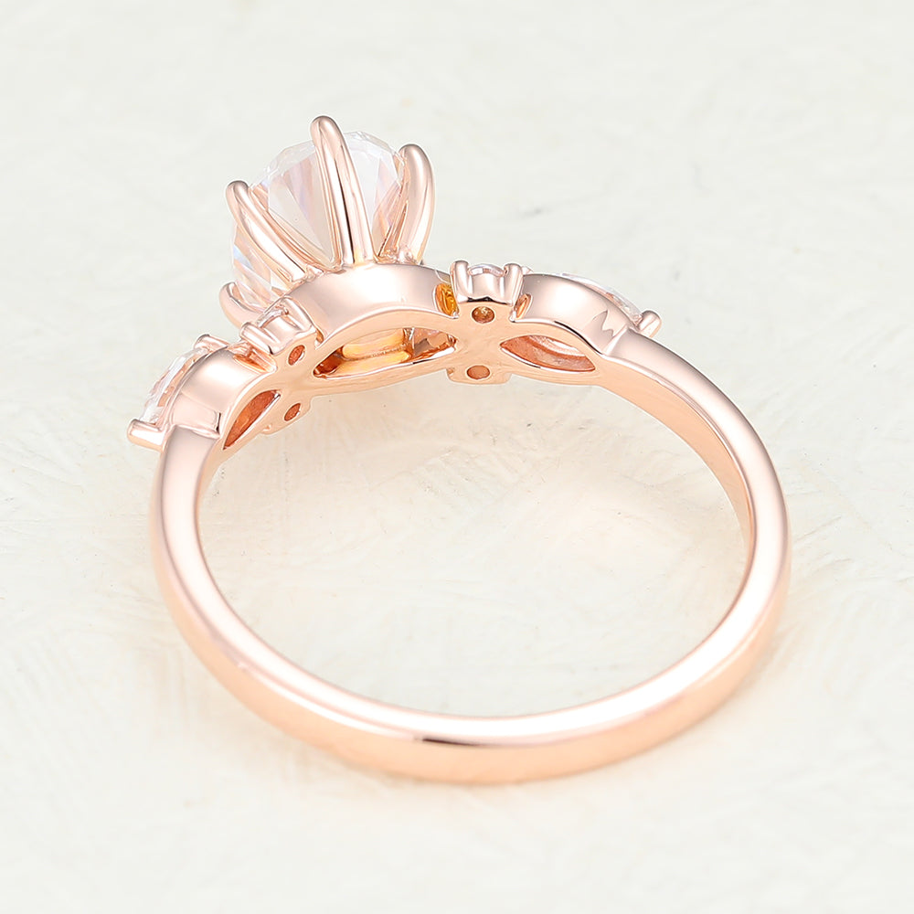 Cluster Engagement Ring Featuring 1.33 CT Oval Moissanite 5