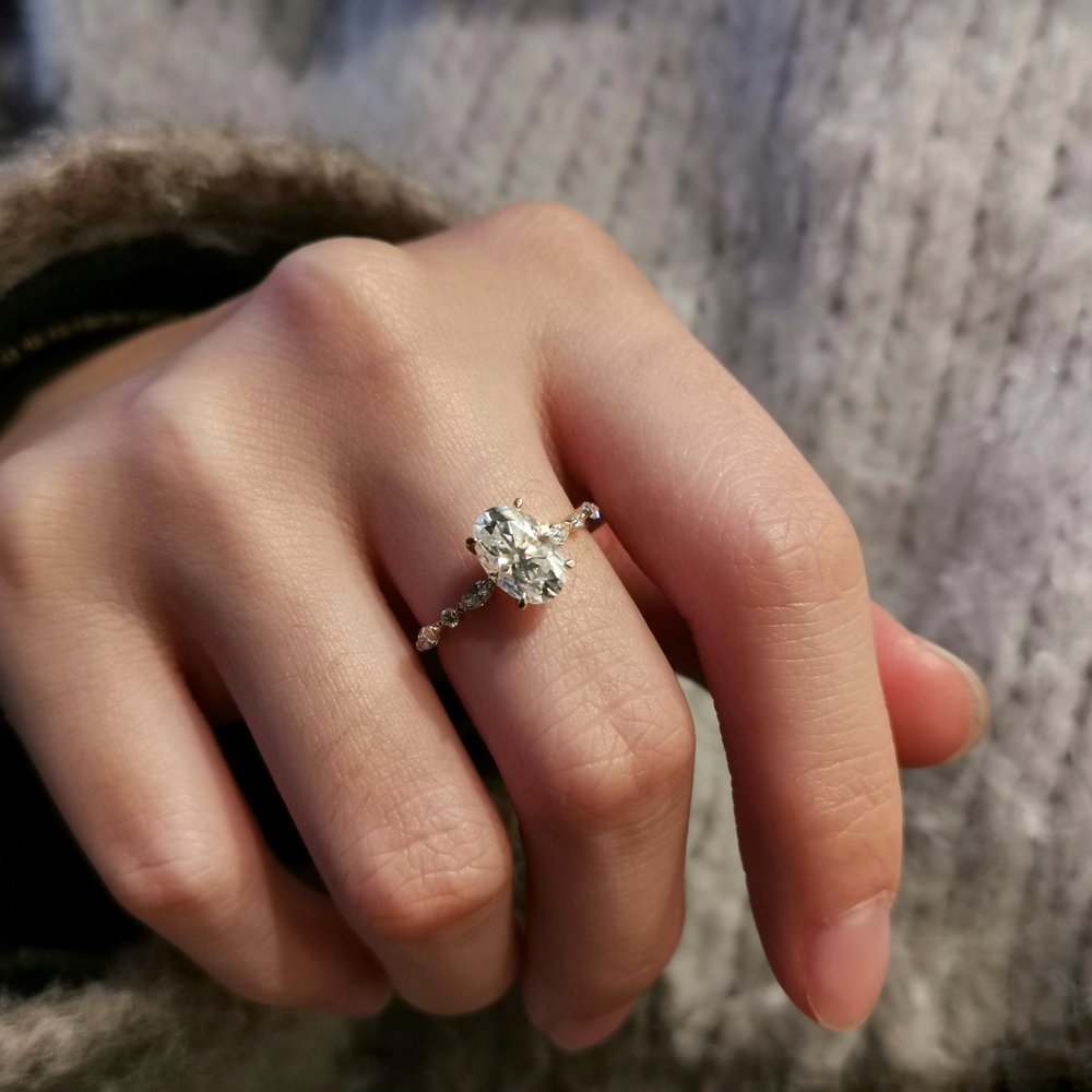 1.70 CT Oval Shaped Moissanite Pave Engagement Ring 3