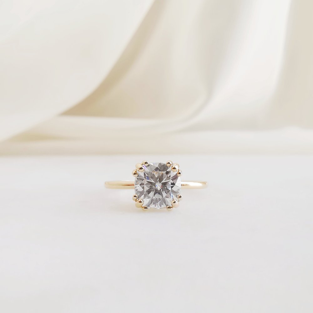 1.50 CT Cushion Shaped Moissanite Multi Stone Engagement Ring 1