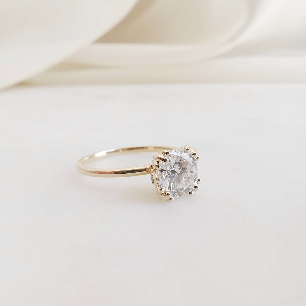 1.50 CT Cushion Shaped Moissanite Pave Engagement Ring