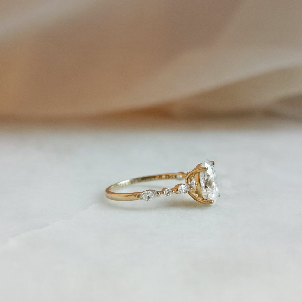 1.70 CT Oval Shaped Moissanite Pave Engagement Ring 13