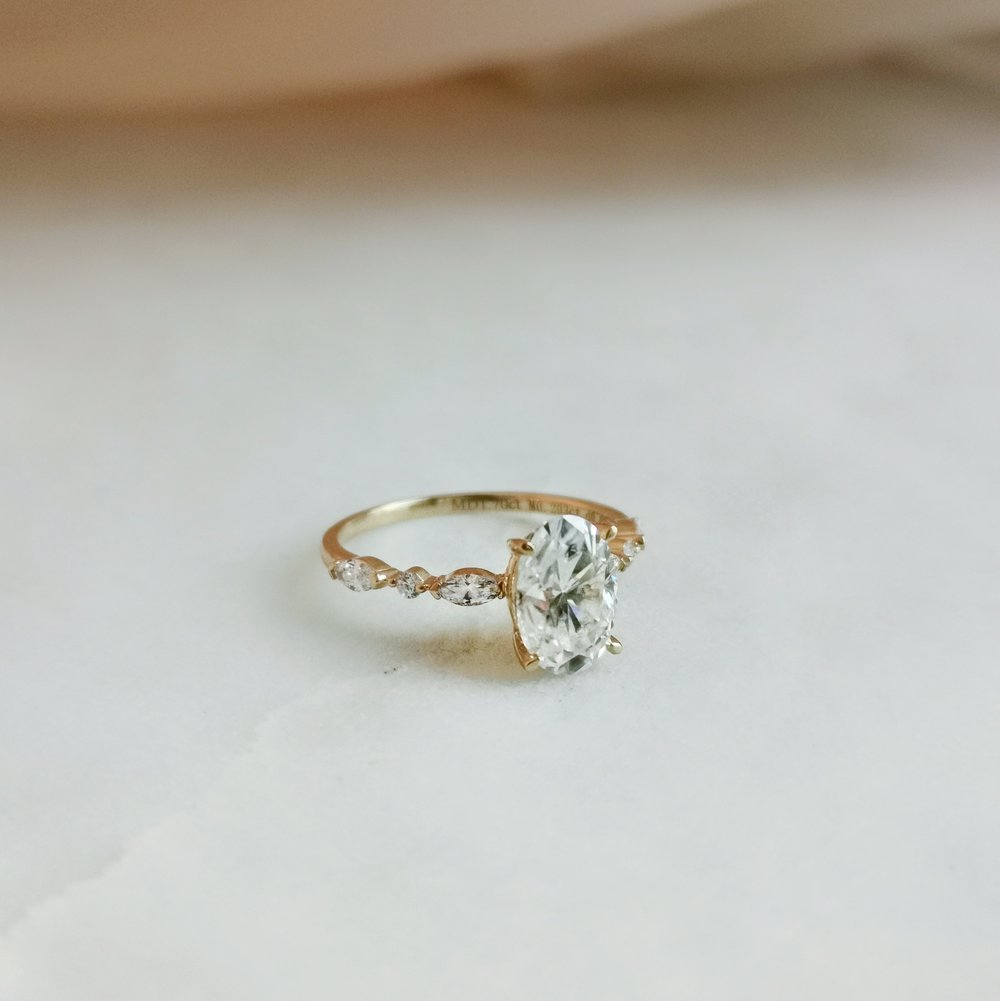 1.70 CT Oval Shaped Moissanite Pave Engagement Ring 14