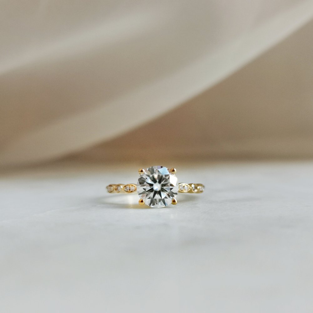 1.20 CT Round Shaped Moissanite Vintage Pave Engagement Ring