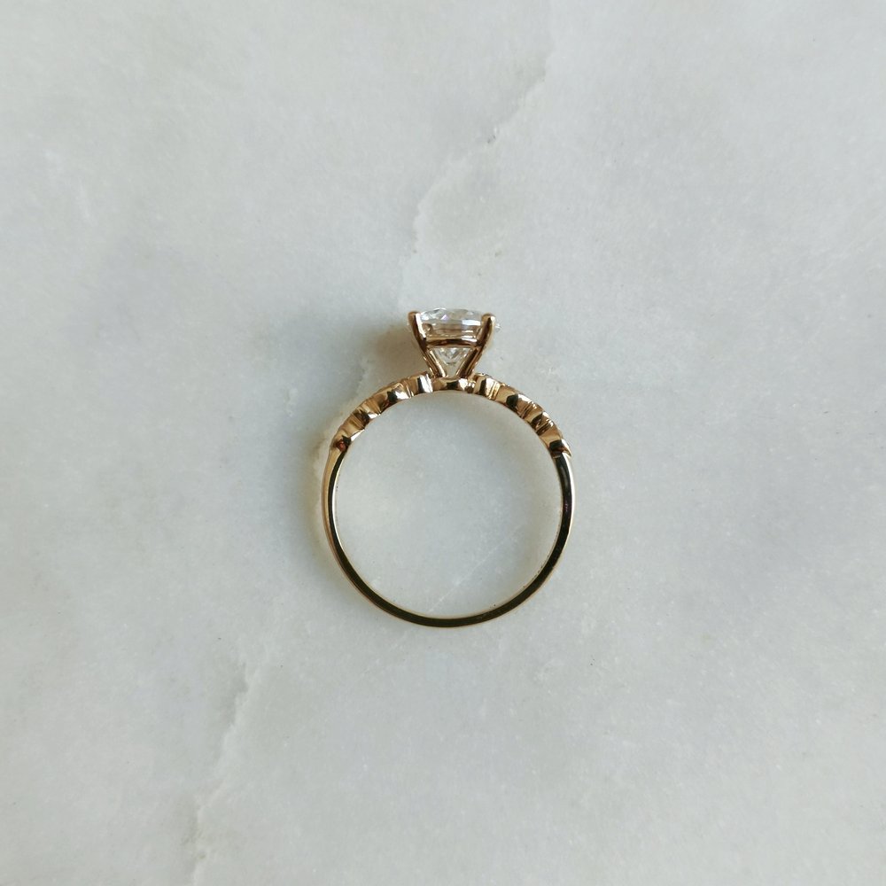 1.20 CT Round Shaped Moissanite Vintage Pave Engagement Ring