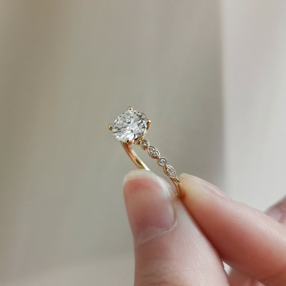 1.20 CT Round Shaped Moissanite Vintage Pave Engagement Ring