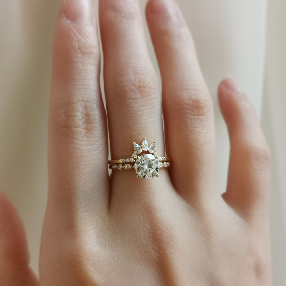 1.20 CT Round Shaped Moissanite Vintage Pave Engagement Ring