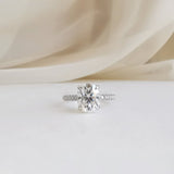 2.0 CT Oval Shaped Moissanite Hidden Halo Engagement Ring 1