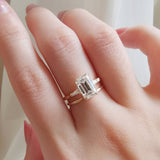1.70 CT Emerald Shaped Moissanite Three Stone Engagement Ring
