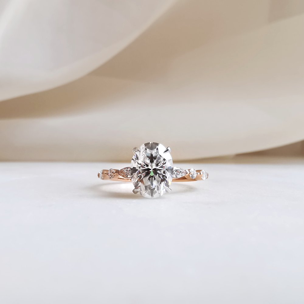 1.70 CT Oval Shaped Moissanite Pave Engagement Ring 11