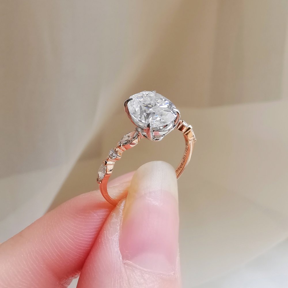 1.70 CT Oval Shaped Moissanite Pave Engagement Ring 9