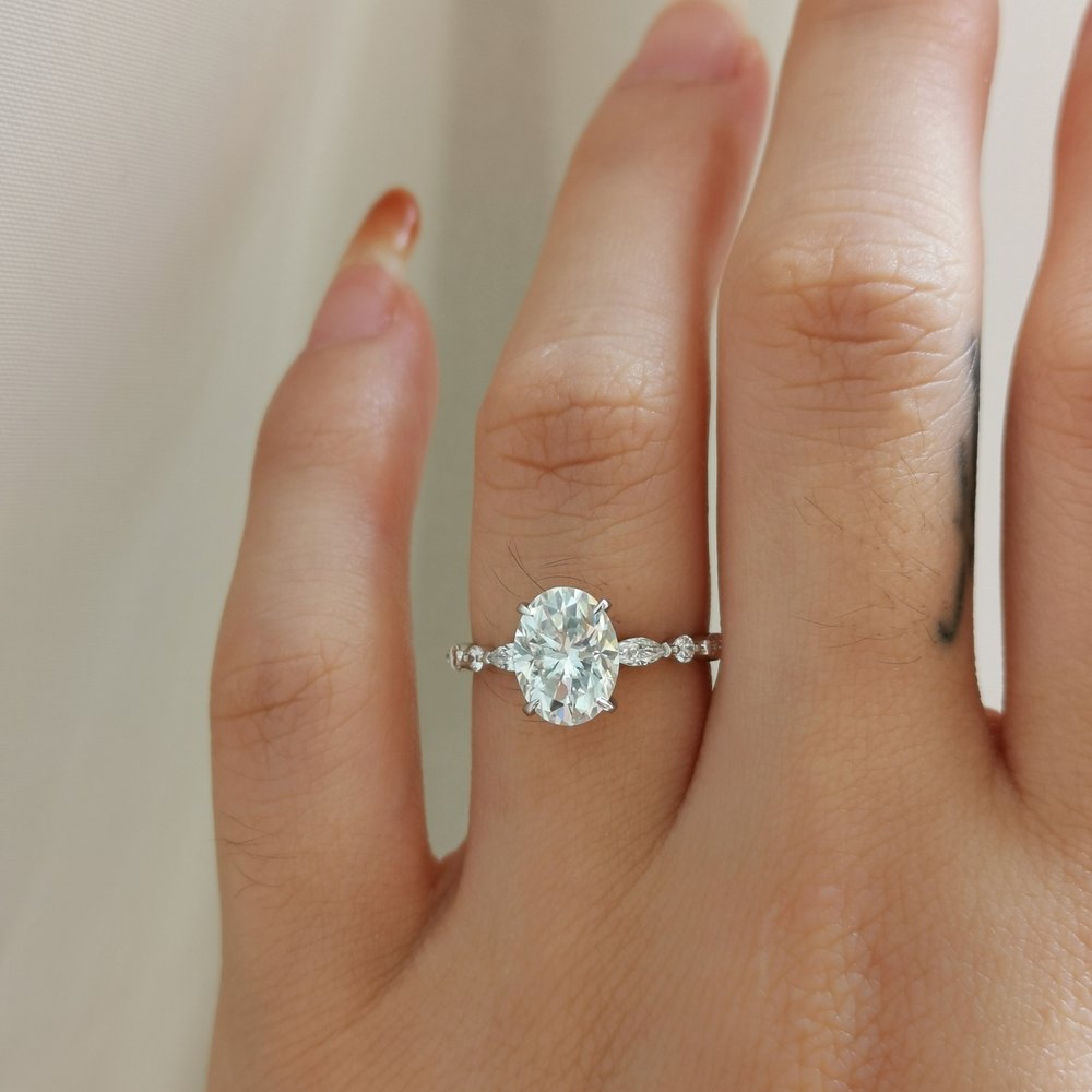 1.70 CT Oval Shaped Moissanite Pave Engagement Ring 4
